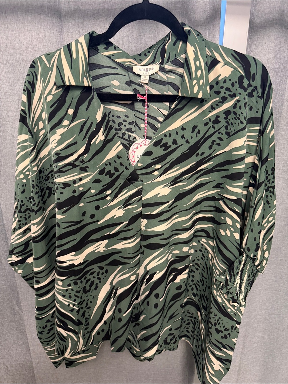 Umgee Green Patterned Button-Up Shirt